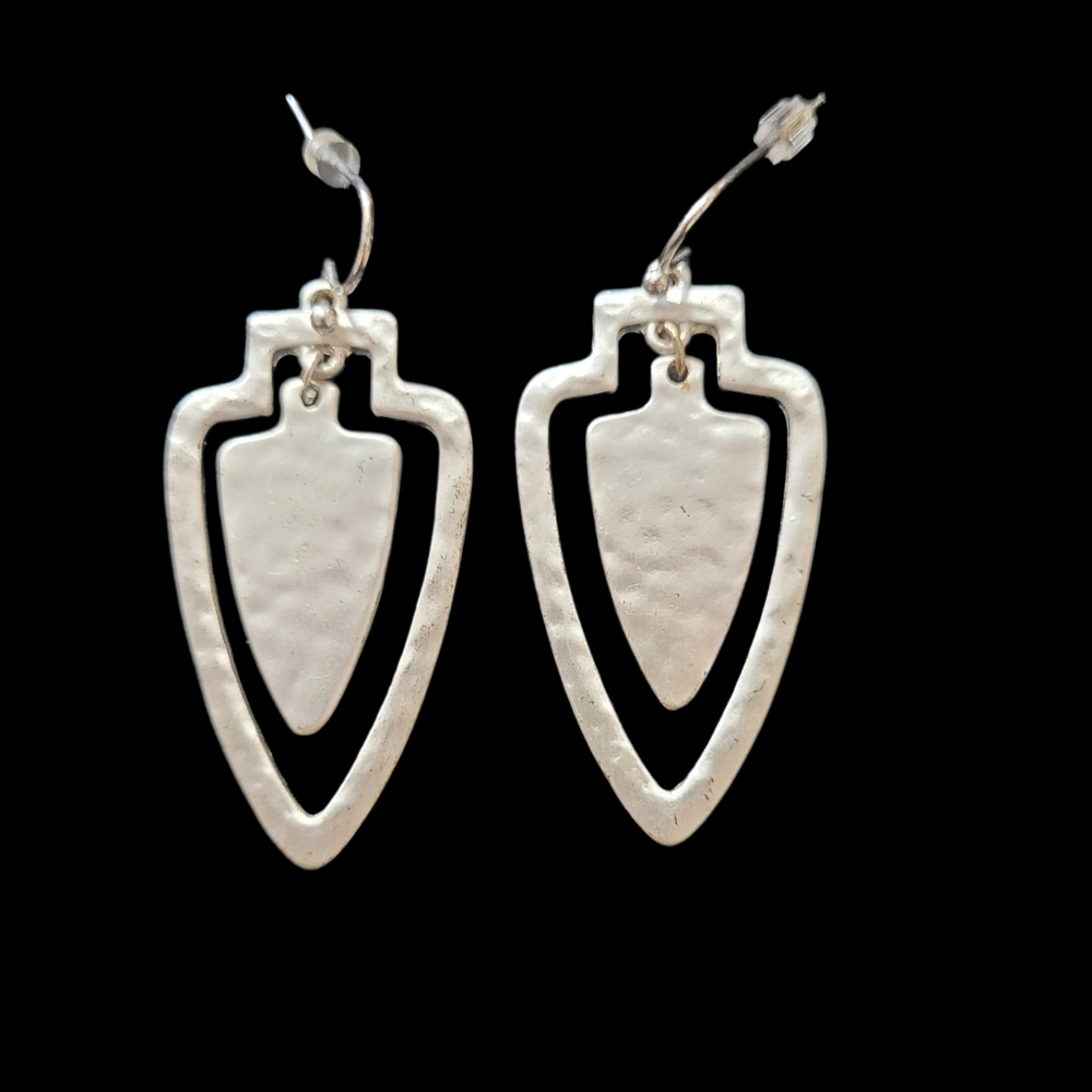 Arrowhead earrings, Dangling Small Arrowhead inside larger Arrowhead frame